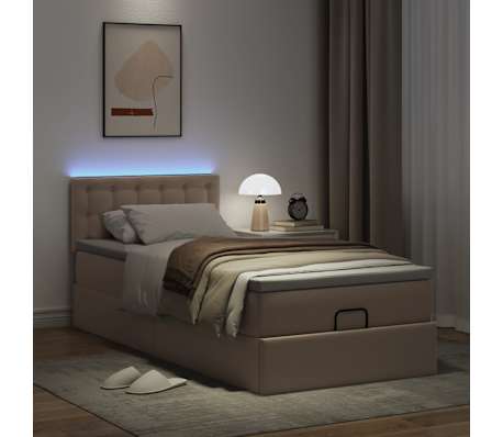 vidaXL Cadre de lit ottoman et matelas cappuccino 90x200 cm similicuir