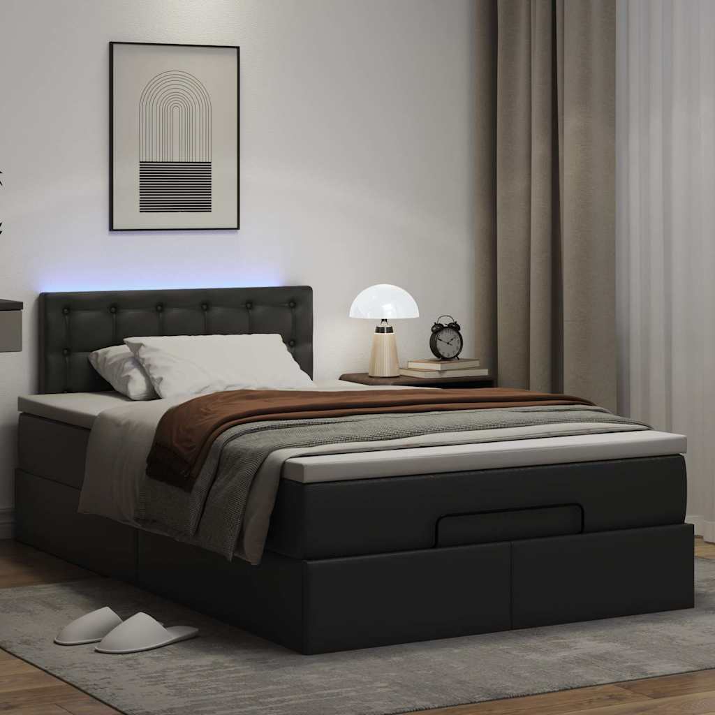 Thumbnail - vidaXL Ottoman-Bett mit Matratzen & LEDs Schwarz 120x190cm Kunstleder