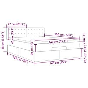 Osmanský postel s matracemi&LED čistě bílý 140x190cm umělá kůže - obrázek 18