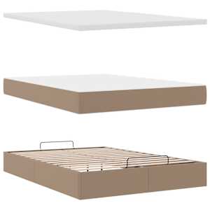 Osmanský postel s matracemi&LED cappuccino 140x190cm umělá kůže - obrázek 12