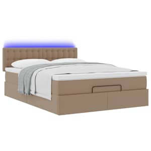Osmanský postel s matracemi&LED cappuccino 140x190cm umělá kůže - obrázek 6