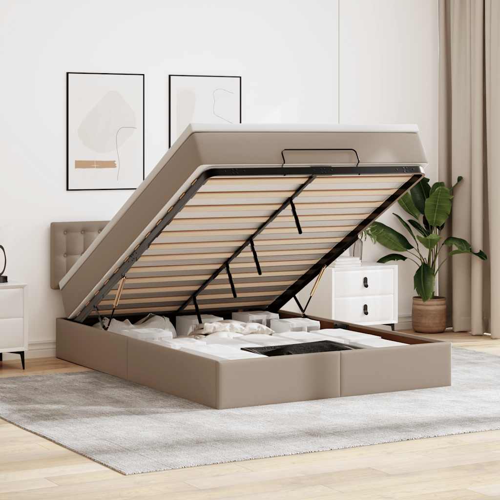 vidaXL Ottoman-Bett mit Matratzen & LEDs Cappuccino-Braun 140x190cm