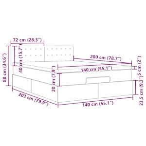 Osmanský postel s matracemi&LED šedá 140x200cm umělá kůže - obrázek 18