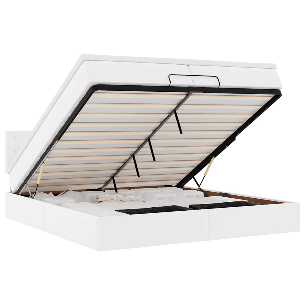 vidaXL Osmanský rám postele s matrací čistě bílý 200x200cm umělá kůže