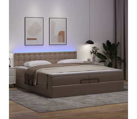 vidaXL Cadru de pat otoman cu saltele Cappucino piele artificială