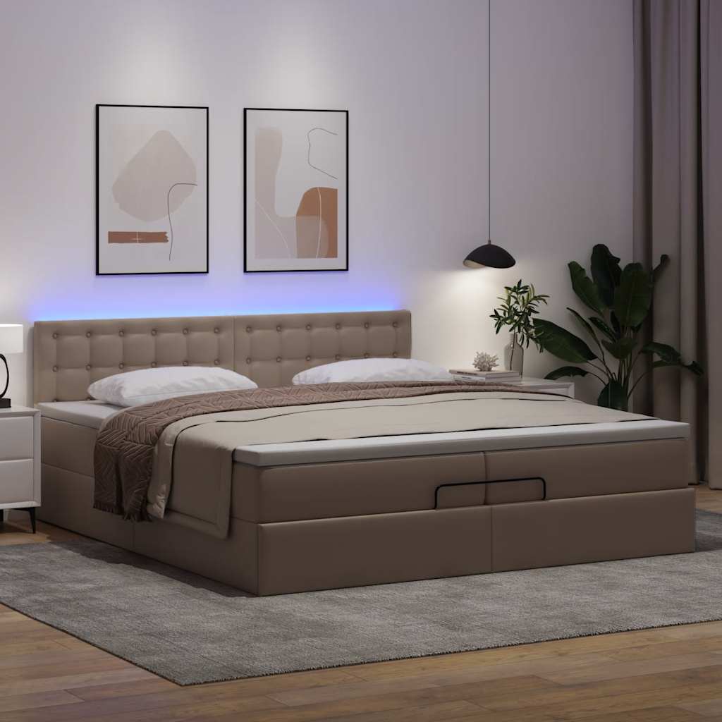 Ottoman-Bett mit Matratze Cappuccino 200x200cm Kunstleder