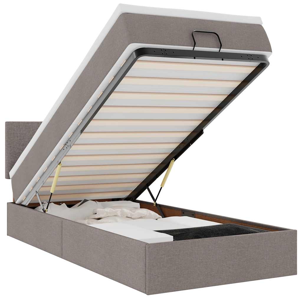 Thumbnail - vidaXL Ottoman-Bett mit Matratze & LEDs Taupe 80x200 cm Stoff
