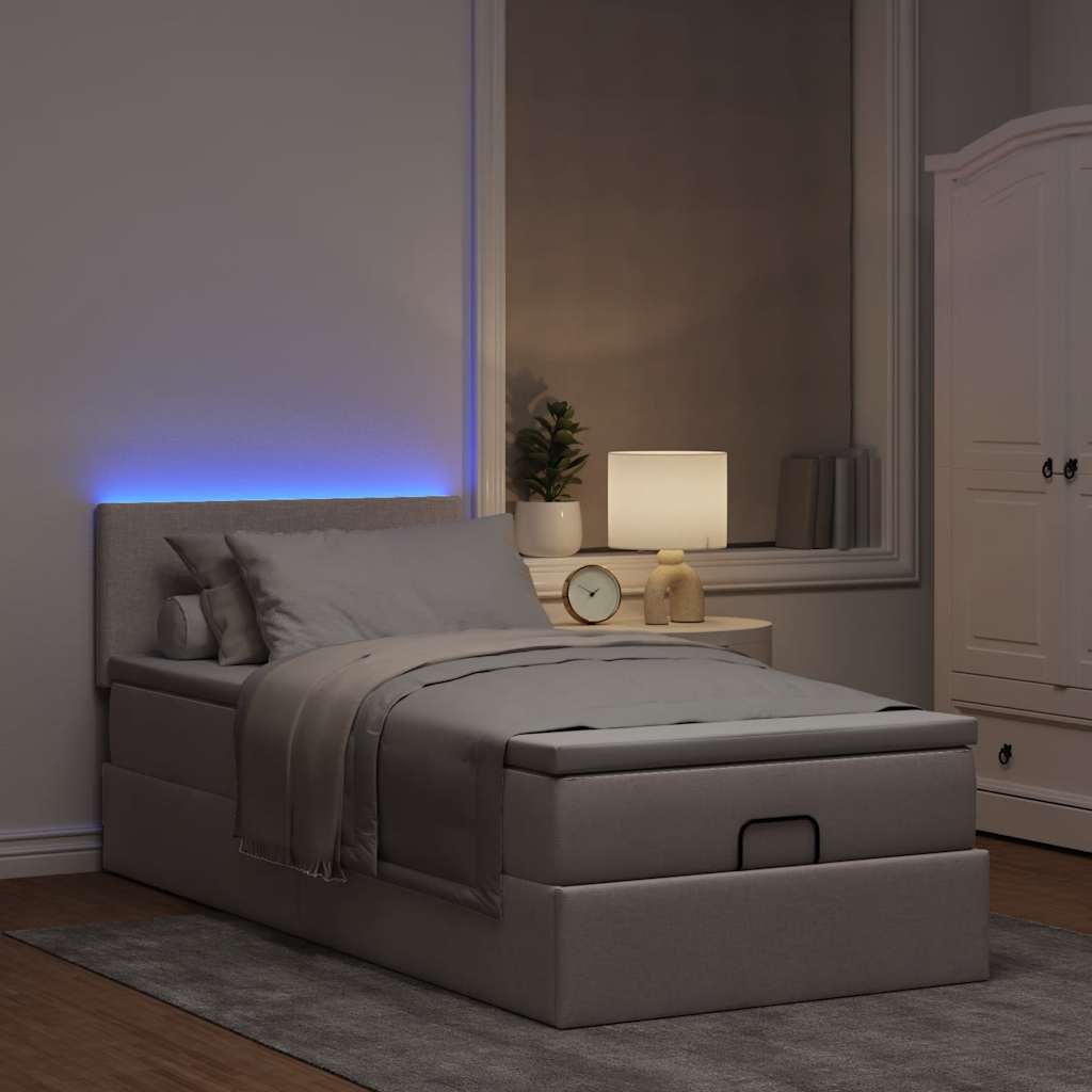 Thumbnail - vidaXL Ottoman-Bett mit Matratze & LEDs Taupe 80x200 cm Stoff