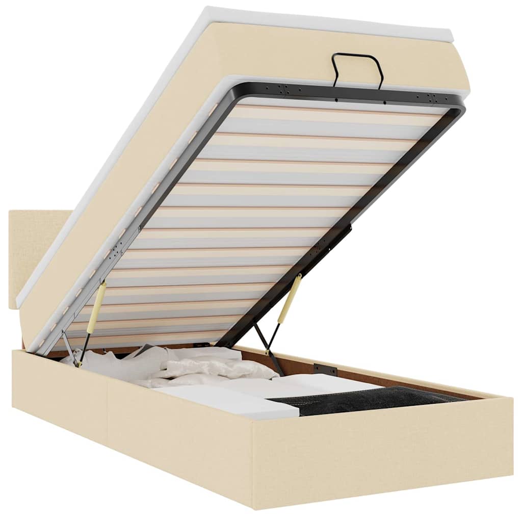 vidaXL Ottoman bed met matras en LED's 80x200cm stof crèmekleurig, foto 3