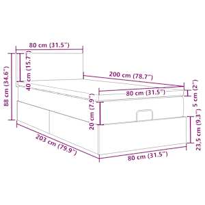 Osmanský rám postele s matrací krémově 80x200cm textil - obrázek 18