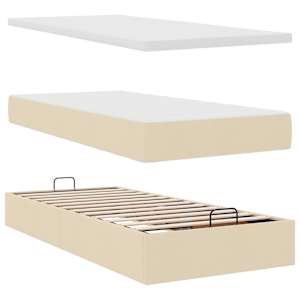 Osmanský rám postele s matrací krémově 80x200cm textil - obrázek 9