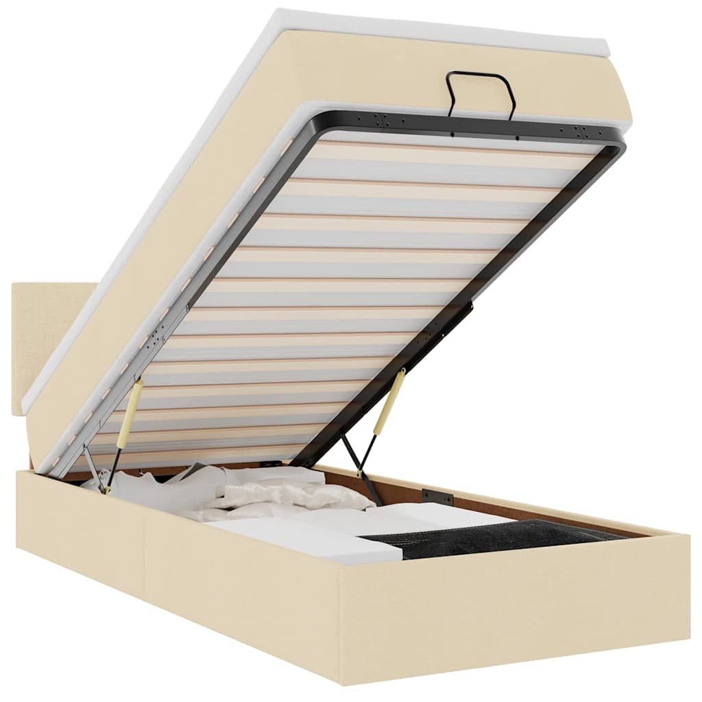 Thumbnail - vidaXL Ottoman-Bett mit Matratze & LEDs Creme 90x190 cm Stoff