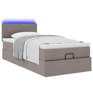 Osmanská postel s matrací & LED taupe 90x200 cm látka - obrázek 6