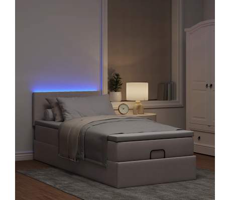 vidaXL Lit ottoman avec matelas taupe 100x200 cm tissu