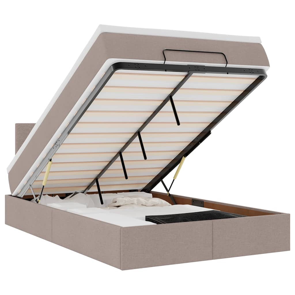 Thumbnail - vidaXL Ottomane Bett mit Matratze & LEDs Taupe 120x190 cm Stoff