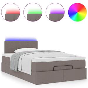Osmanská postel s matrací & LED taupe 120x190cm látka - obrázek 5