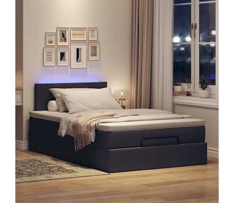 vidaXL Ottoman-Bett mit Matratze & LEDs Dunkelbraun 120x200 cm Stoff