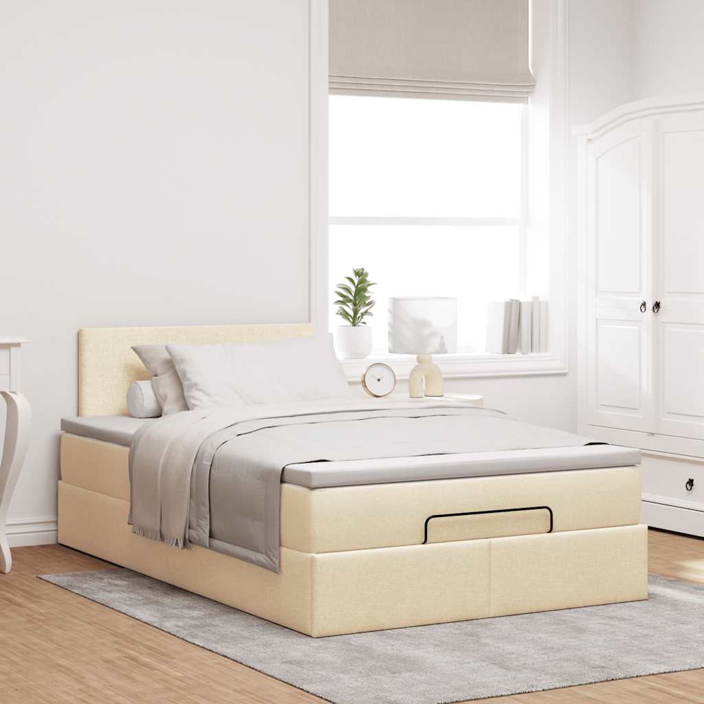 vidaXL Ottoman bed met matras en LED's 120x200cm stof crèmekleurig, foto 4
