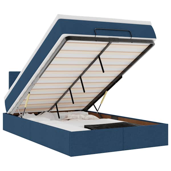 vidaXL ottomani voodi madratsita ja LED, sinine, 120x200 cm, kangas