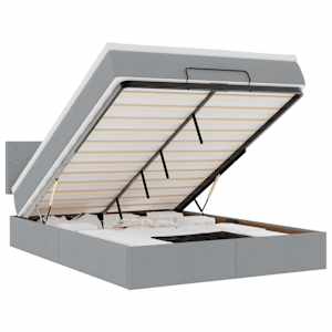 vidaXL ottomani voodi madratsita ja LED, helehall, 140x190cm, kangas