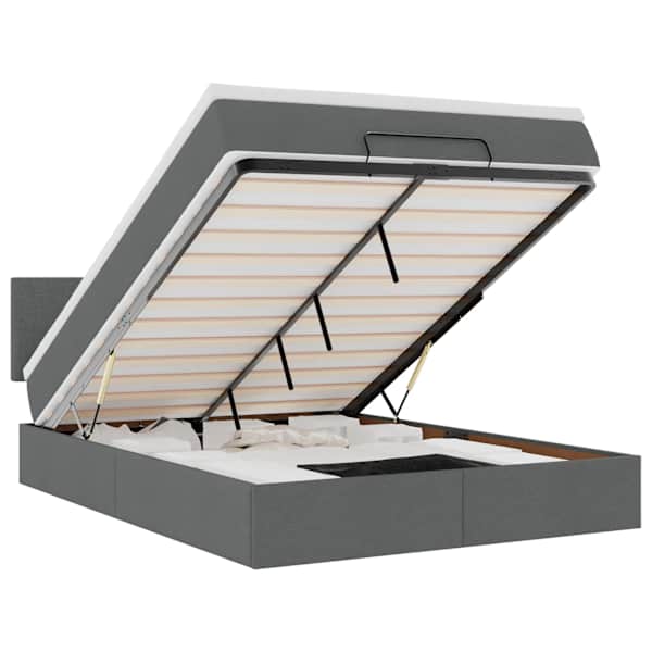 vidaXL ottomani voodi madratsita ja LED, tumehall, 140x190cm, kangas