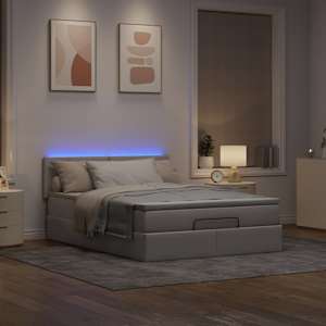 Osmanská postel s matrací & LED Taupe 140x190 cm Látka - obrázek 3