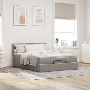 Osmanská postel s matrací & LED Taupe 140x190 cm Látka - obrázek 4