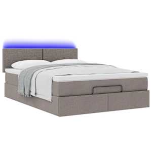 Osmanská postel s matrací & LED Taupe 140x190 cm Látka - obrázek 6