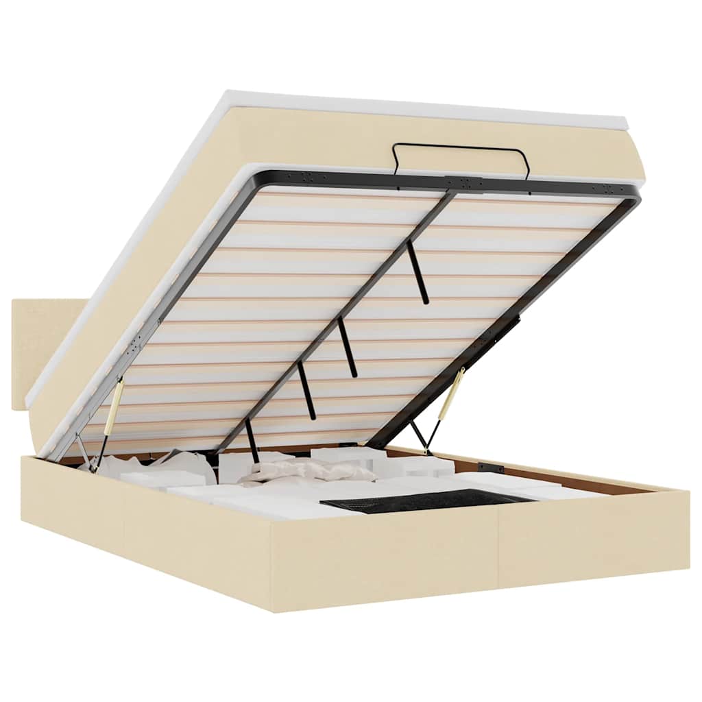 Thumbnail - vidaXL Ottomane Bett mit Matratze & LEDs Creme 140x190 cm Stoff