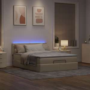 Osmanská postel s matrací & LEDs Cream 140x190 cm Látka - obrázek 3
