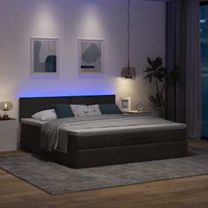 Osmanský rám postele s matrací černá 160x200cm textil - obrázek 3