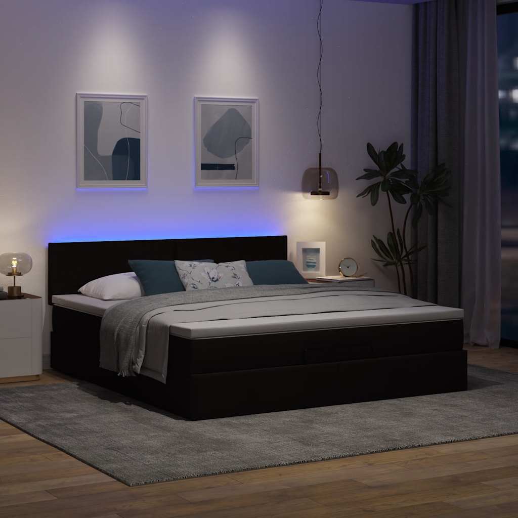Thumbnail - vidaXL Ottoman-Bett mit Matratze & LEDs Dunkelbraun 160x200 cm Stoff