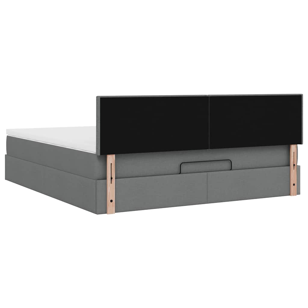 Łóżko Ottoman z materacem i LED, ciemnoszary, 180x200cm tkanina