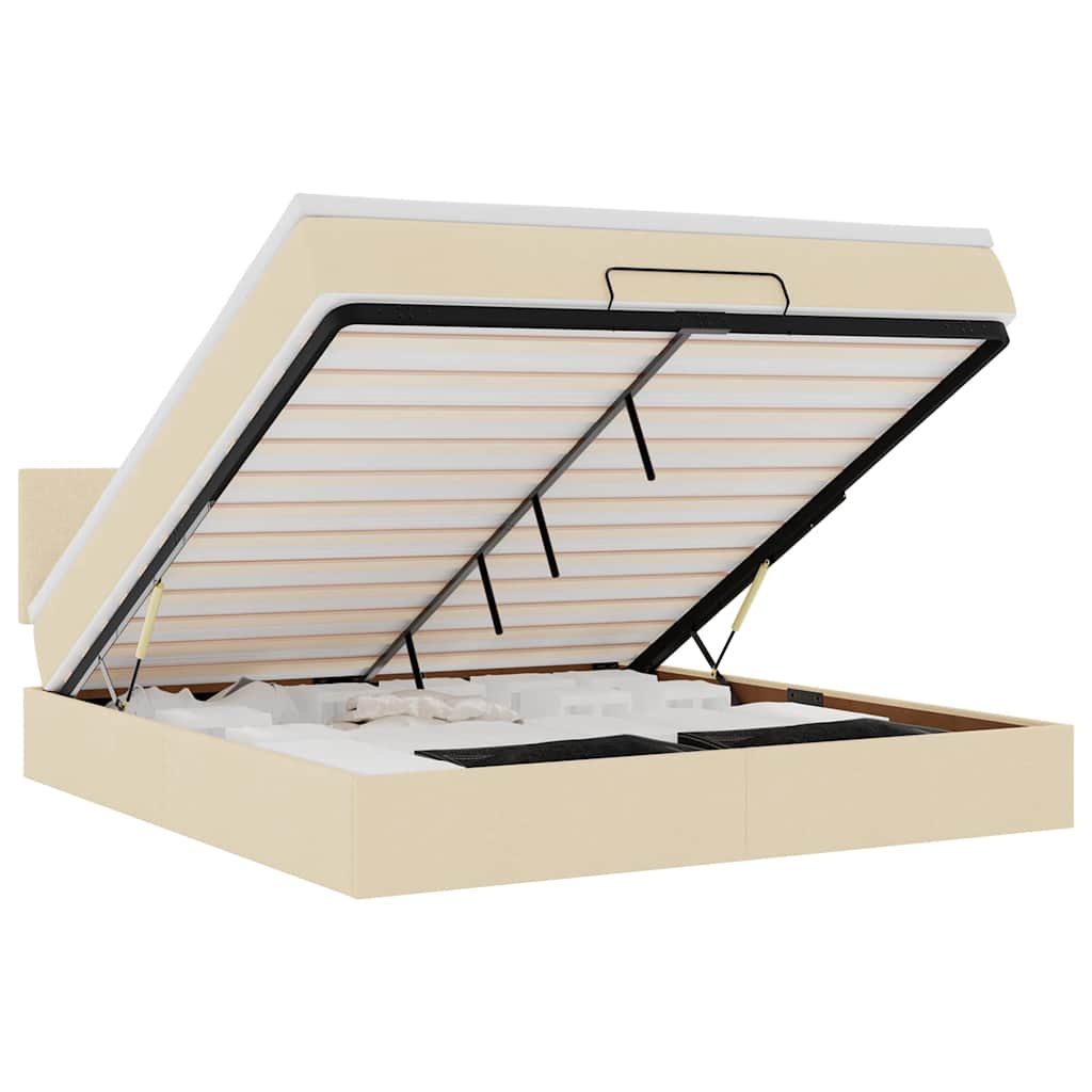 Thumbnail - vidaXL Ottomane Bett mit Matratze & LEDs Creme 180x200 cm Stoff