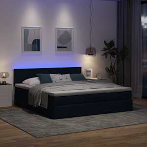 Osmanská postel s matrací & LED modrá 180x200cm látka - obrázek 3