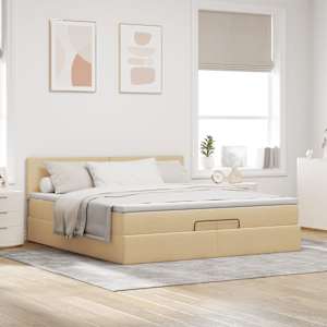 Osmanský rám postele s matrací krémová 200x200cm textil - obrázek 4