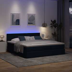 Osmanský rám postele s matracíes modrá 200x200cm textil - obrázek 3