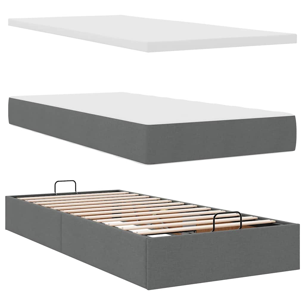 Lit ottoman en ligne avec matelas et LED gris clair 80x200cm tissu lit rembourré vidaXL