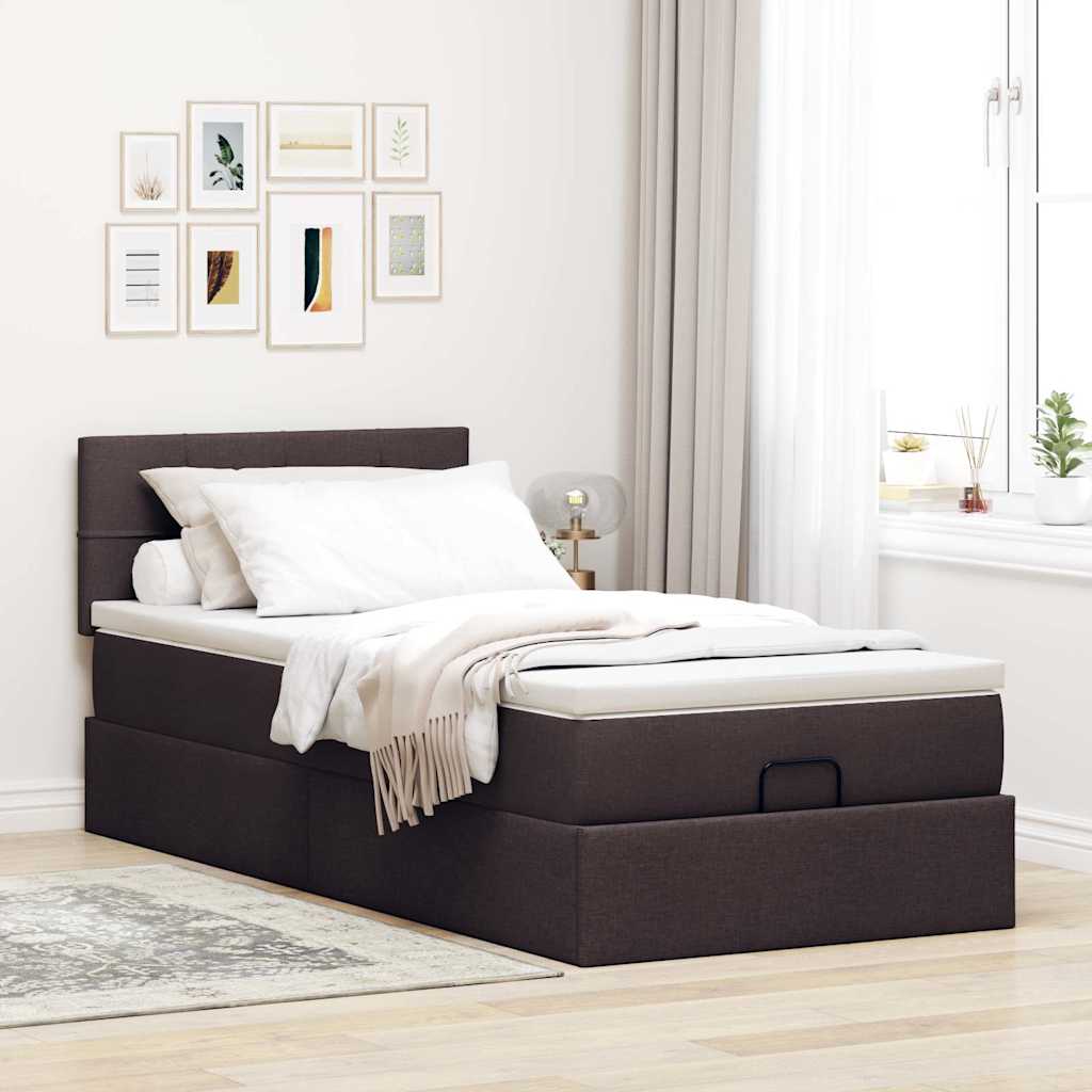 vidaXL Ottoman bed met matras en LED's 80x200cm stof donkerbruin bruin, foto 4
