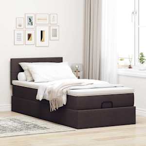 Osmanský rám postele s matrací tmavě šedá 80x200cm textil - obrázek 4