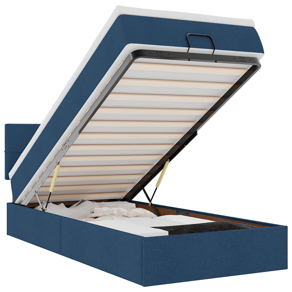 Thumbnail - vidaXL Ottomane Bett mit Matratze & LEDs Blau 90x200 cm Stoff