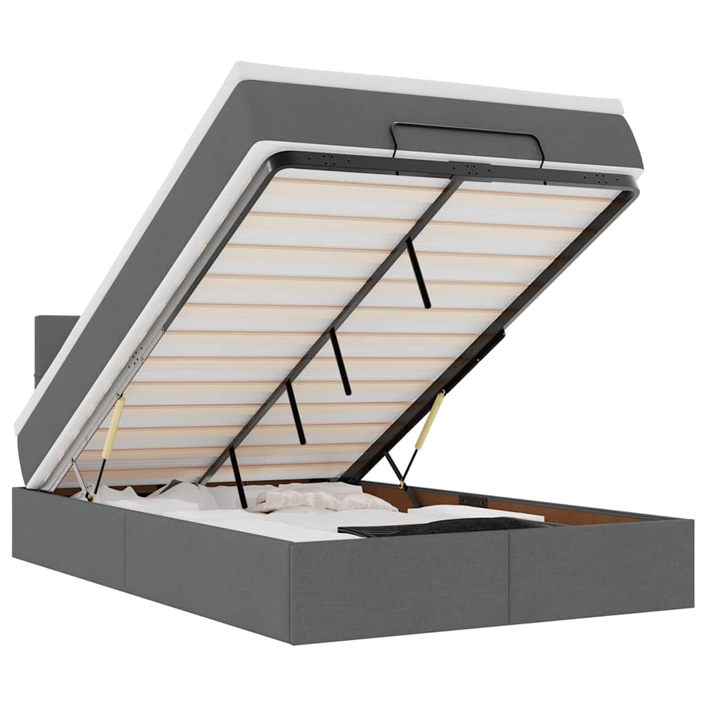 Thumbnail - vidaXL Ottomane Bett mit Matratze & LEDs Dunkelgrau 120x190 cm Stoff
