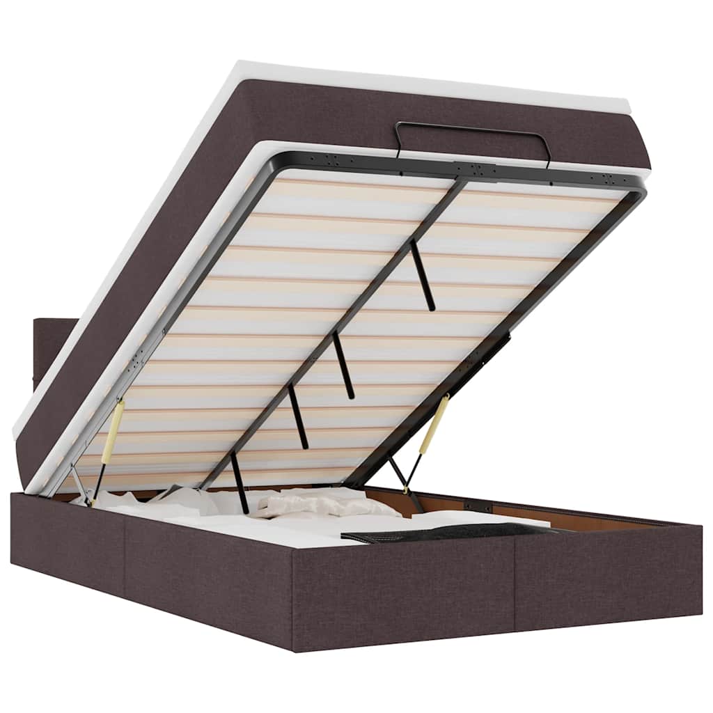 vidaXL Ottoman bed met matras en LED's 120x190 cm stof donkerbruin bruin, foto 3