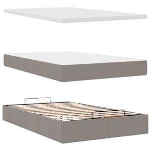 Osmanská postel s matrací & LED taupe 120x190cm látka - obrázek 9