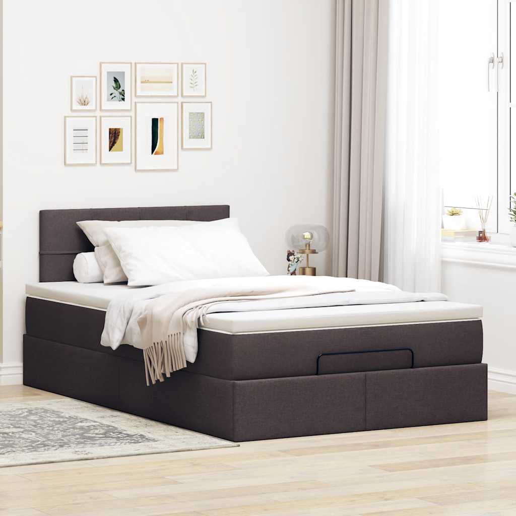 vidaXL Ottoman bed met matras en LED's 120x200 cm stof donkerbruin bruin, foto 4