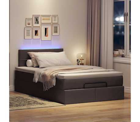 vidaXL Ottoman-Bett mit Matratze & LEDs Dunkelbraun 120x200 cm Stoff