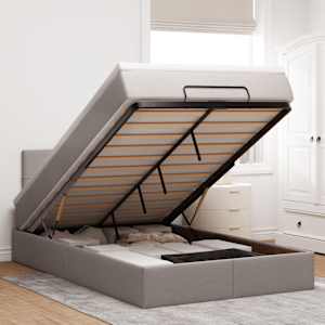 Otomanski posteljni okvir z vzmetnico taupe 120x200 cm blago