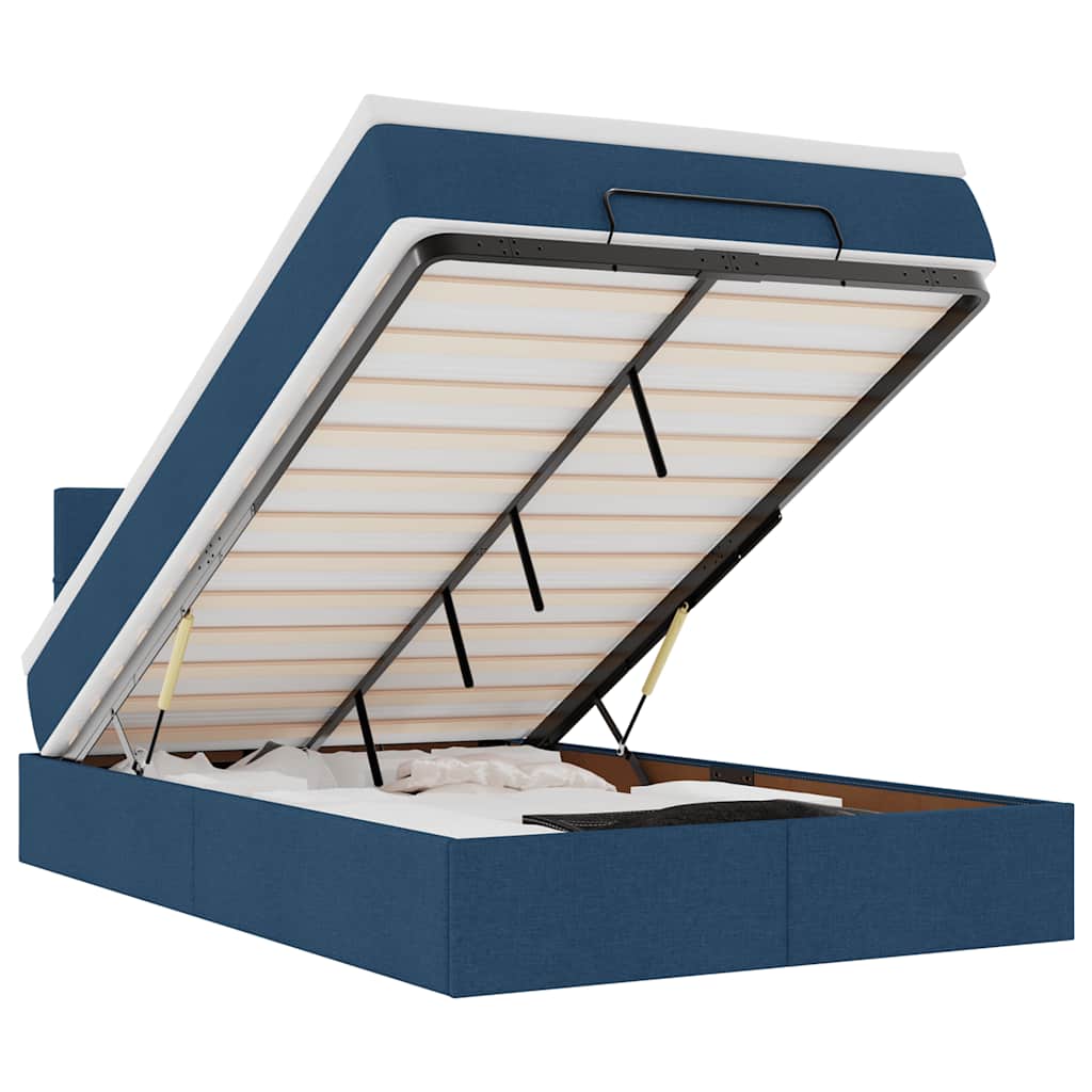 VidaXL Osmanská postel s matrací & LED modrá 120x200 cm látka