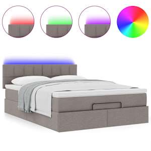 Osmanská postel s matrací & LED Taupe 140x190 cm Látka - obrázek 5