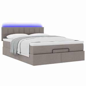 Osmanská postel s matrací & LED Taupe 140x190 cm Látka - obrázek 6